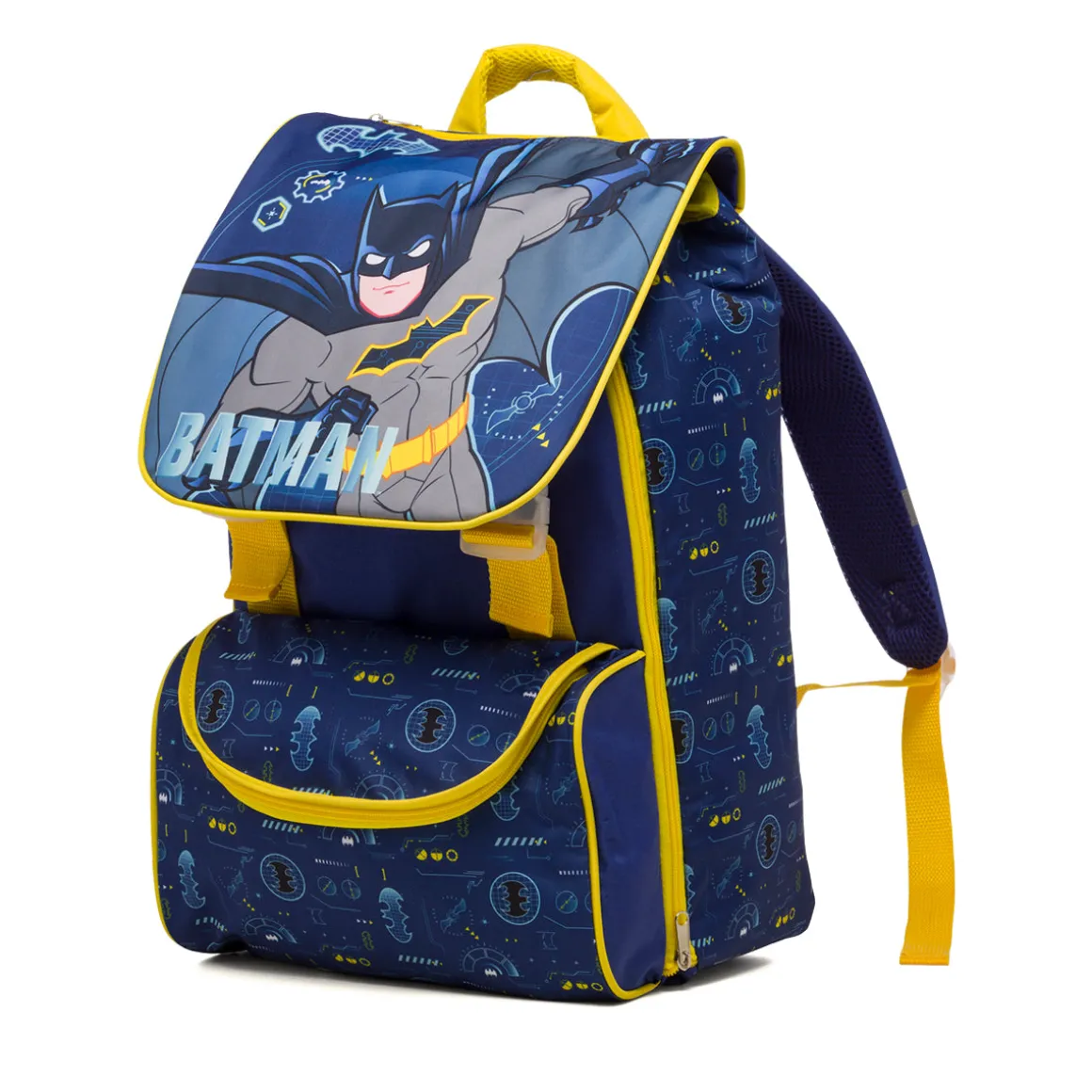 Zaino da scuola blu con stampa Batman