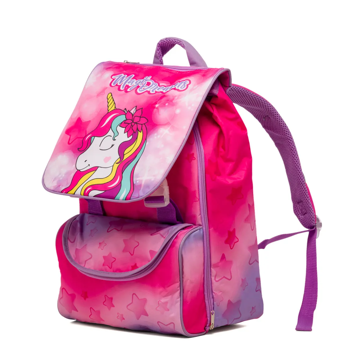 Zaino da scuola fucsia con unicorno Magic Land