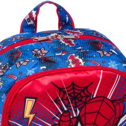 Zaino da scuola medio rosso e blu con stampa Spiderman