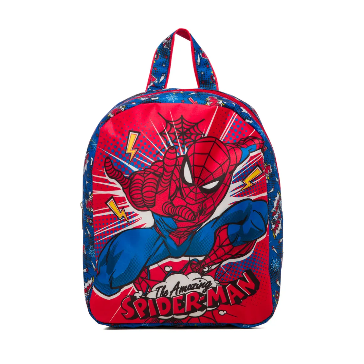 Zaino da scuola piccolo rosso e blu con stampa Spiderman
