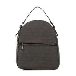 Zaino Nero con Logo All Over e Doppia Chiusura Zip Swish Jeans