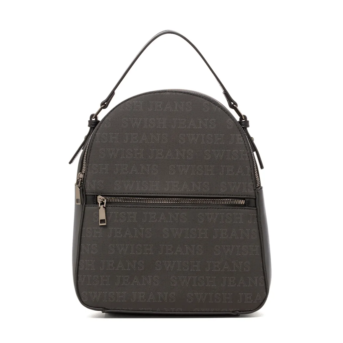 Zaino Nero con Logo All Over e Doppia Chiusura Zip Swish Jeans