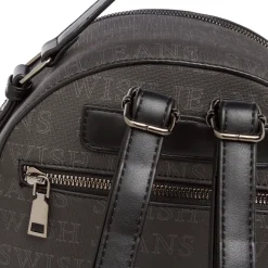 Zaino Nero con Logo All Over e Doppia Chiusura Zip Swish Jeans